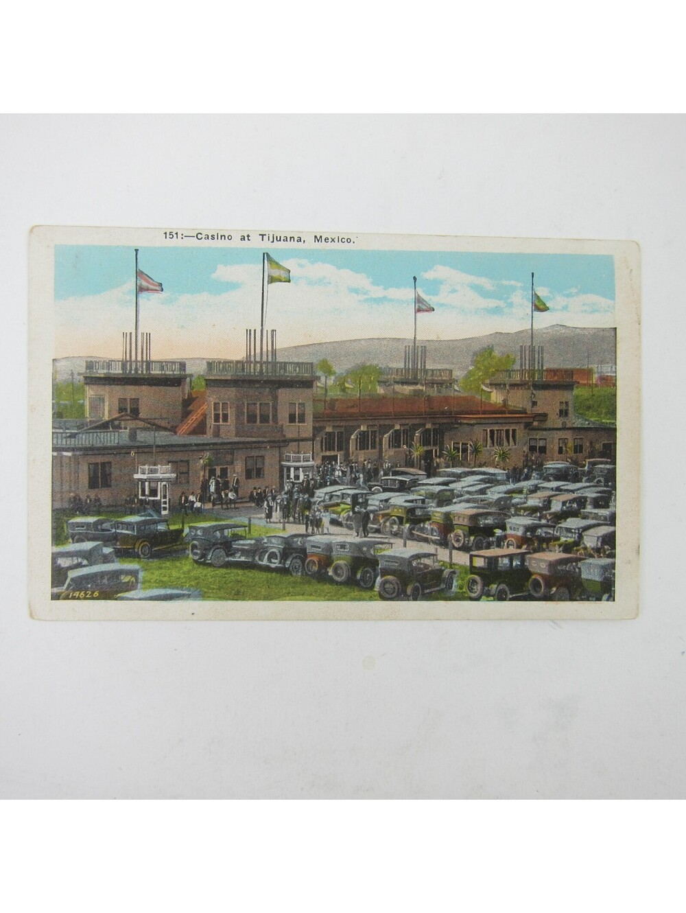 Postcard Casino at Tijuana Mexico Antique Cars Automobiles Unposted RARE